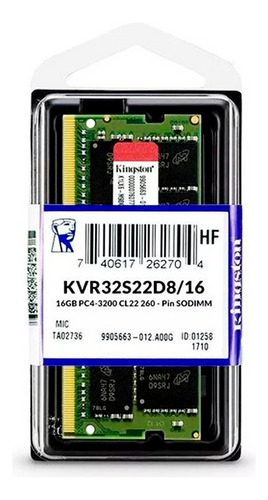 Memoria Ram Kingston Ddr4 16gb Pc4-25600 3200m Sodimm Laptop