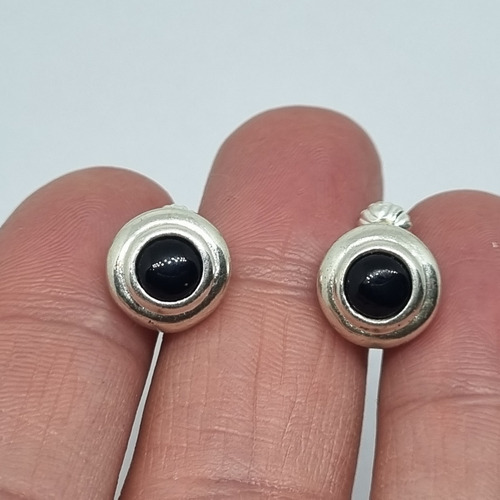 Imagen 4 de 6 de Aros Plata Con Piedra Onix