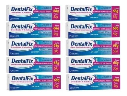 Dentalfix Fixador De Dentadura L 68g P 50g Kit 10 Unidades