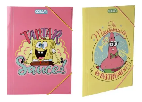 Pack 2 Carpetas Con Elastico Bob Esponja Colon