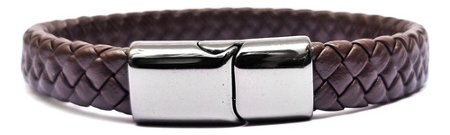Kit 3 Pulseiras Couro Fecho Magnético Hematita Madeira 8mm