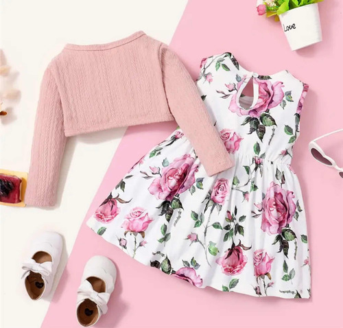 Conjunto Vestido Y Torera Bebé Niña, Flores