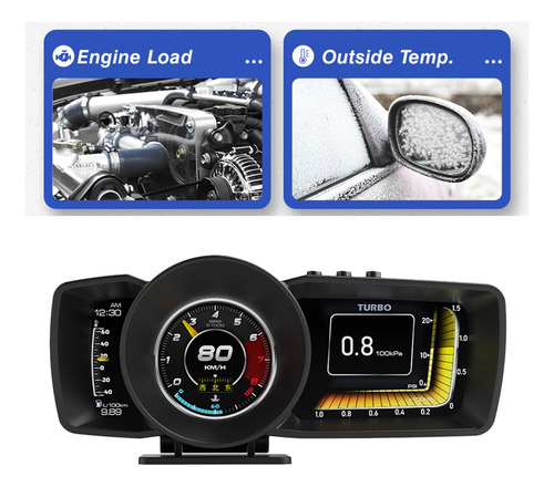 Imagen 7 de 12 de Coche Head-up Display Universal Hud Obd 2 Gps Temperatura
