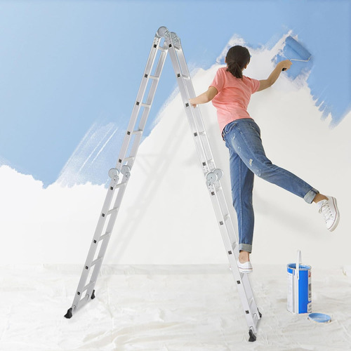 Escalera Plegable De 15.5 Pies Extensión De Aluminio Multius