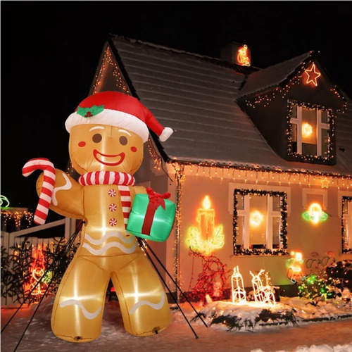 2.4m Inflables Hombre De Jengibre Decoraciones Patio Navidad