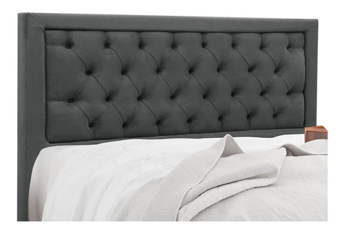  Cabeceira de cama Simbal Baronesa King 195cm x 127cm Couro cinza-escuro