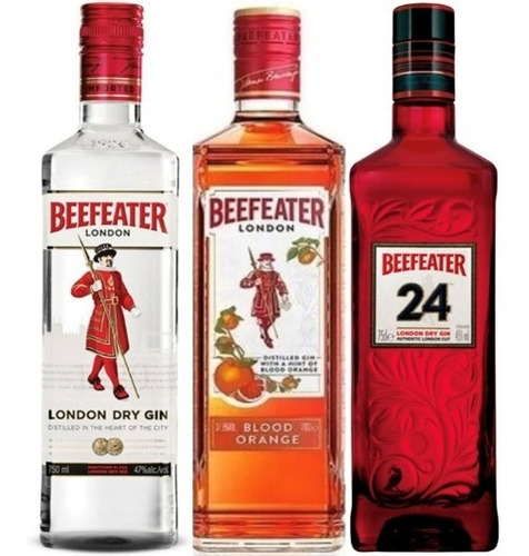 Combo Gin Beefeater 24+ Orange Blood + London Dry 3x 750 Cc