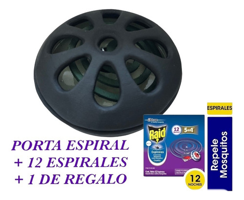 Porta Espiral Mosquito De Ceramica Negro +13 Espiral 