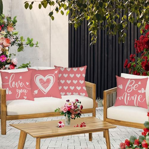 Juego De 4 Fundas De Almohada De 56 X 56 Cm, Diseño Corazón