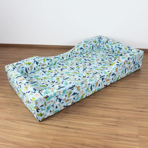 Caminha Espumada Colchão De Dinossauro 1m50m X 80cm X 25cm Cor Azul