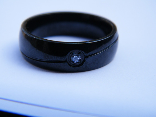 Anillo Elegante De Acero Negro - Compromisos , Matrimonio