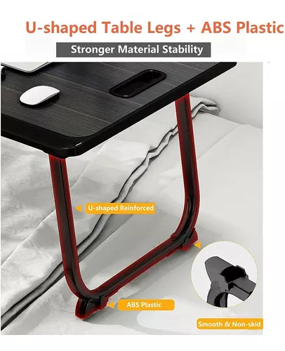 Mesa plegable para cama portátil, bandeja de cama para ordenador portátil,  soporte de lectura portátil con asa, ranura para taza, cajón lateral para