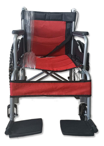 Silla De Ruedas Esmaltada Brazo Y Descansa Pies Fijo Color Rojo