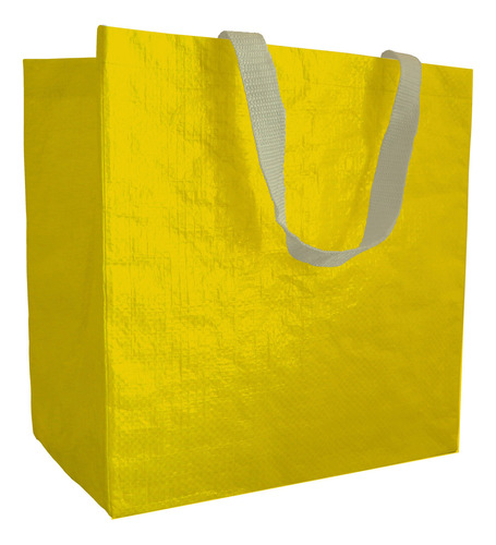 Bolsa Ecológica De Rafia Asa De Tela 100 Pz Color Color Amarillo Pigmento