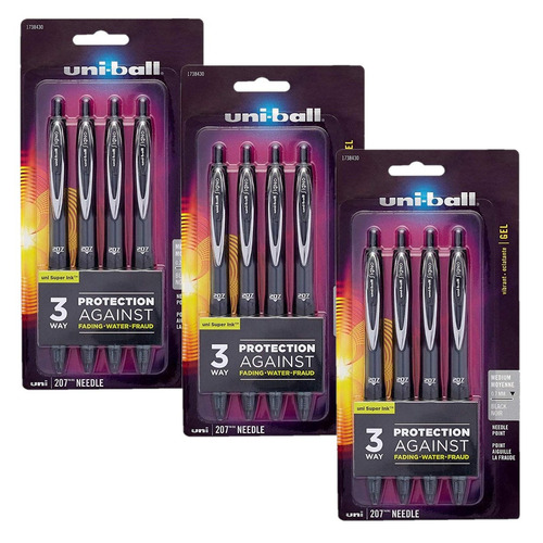 12 X Uni-ball Signo Gel 207 Retractable Gel Pens, Medium