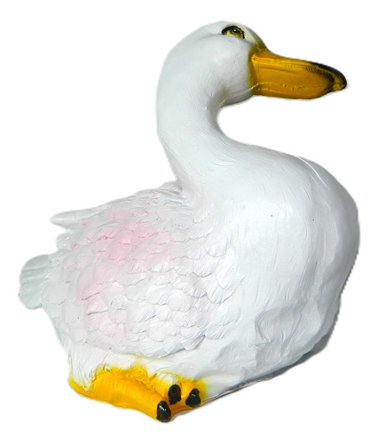 Pato Patón 19cms Artesanía De Resina Blanco
