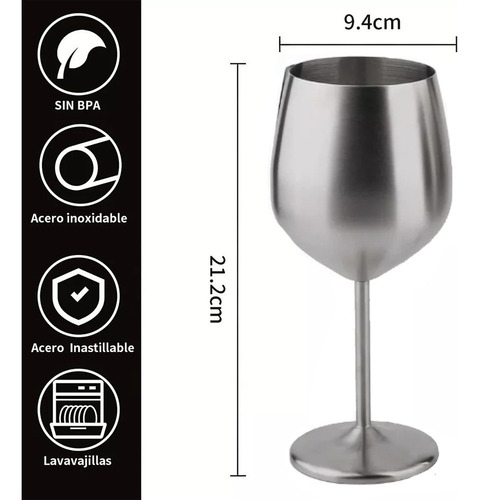 Bnb 2x Copa Vino Y Cóctel De Acero Inoxidable Para Bar