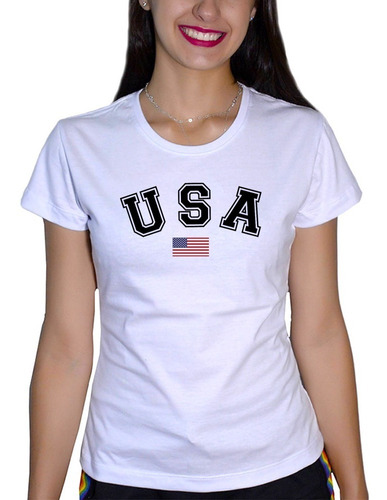 T Shirt Blusa Baby Look Feminina Usa Estados Unidos