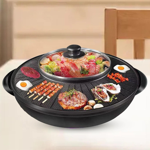 Parrilla Eléctrica Con Olla Caliente, Parrilla De 36cm
