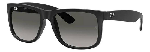 Anteojos de sol Ray-Ban Justin Classic Rb4165l Large, diseño Cuadrado, color negro con marco de nailon color matte black, lente grey de policarbonato degradada, varilla matte black de nailon - RB4165