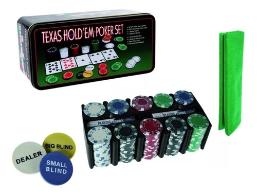 Set Poker 200 Fichas + Cartas + Paño + Cartas 100% Plastico