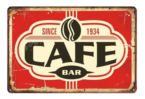 Poster Retro Placa Vintage Metalico - Since 1934 Cafe Bar