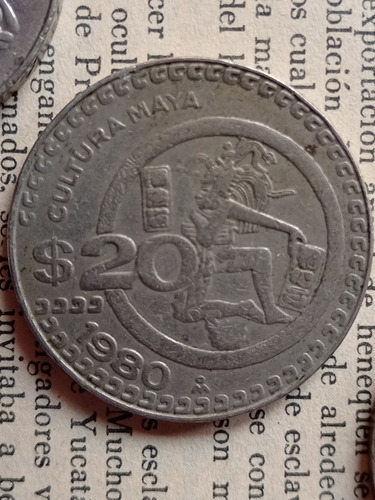 Moneda De $20 Cultura Maya De 1980