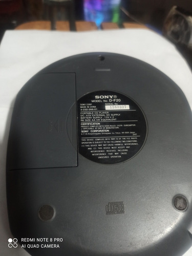 Imagen 5 de 9 de Discman Sony D-f20 Walkman Cd Music Megabass