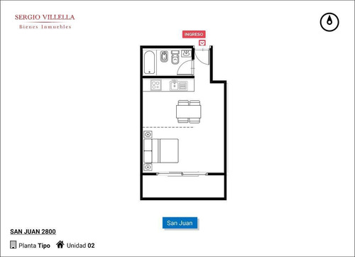 Imagen 2 de 5 de Departamento Monoambiente En Venta En Rosario