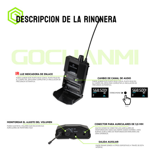 Sistema Monitoreo Gc Er110 Estereo De1canal In-ear Bluetooth