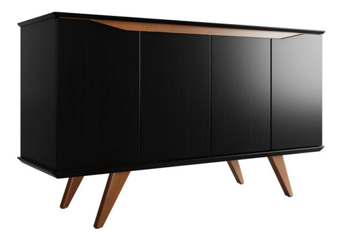 Buffet Bahiut Aparador Diseño Clásico Moderno Elegante 135 Color Negro - Natural