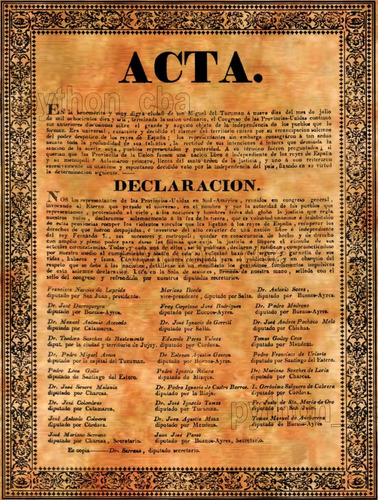 Cuadro Pergamino Acta Del Día De La Independencia Argentina