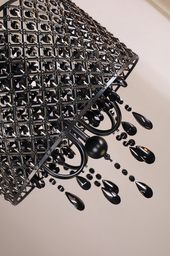 Lampara Candil De Cristal D'gala Iluminacion Dg3023 Tambor Estructura Negro