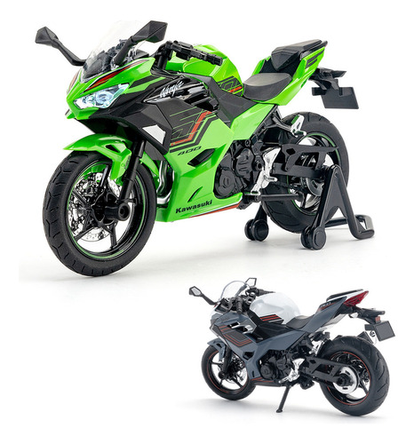 Kawasaki Ninja 400 Miniatura Metal Moto Con Soporte 1/12 Lzl