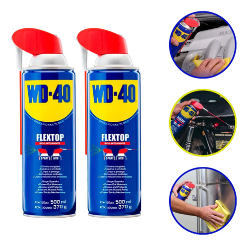 Kit 2 Wd-40 Spray 500ml Flextop Desengripante
