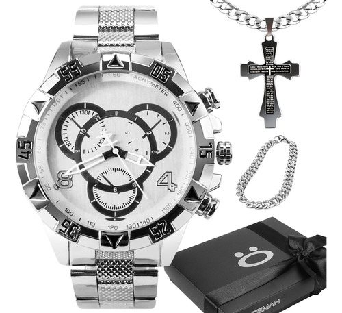 Relógio Masculino Pulso Prova Dágua+ Pulseira+ Corrente Luxo