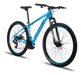 Mountain bike Alfameq Makan aro 29 19" 24v freios de disco mecânico câmbios Index cor azul