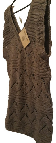 Remera Hilo Tejida A Mano Cuello V Con Calados (tlc74)