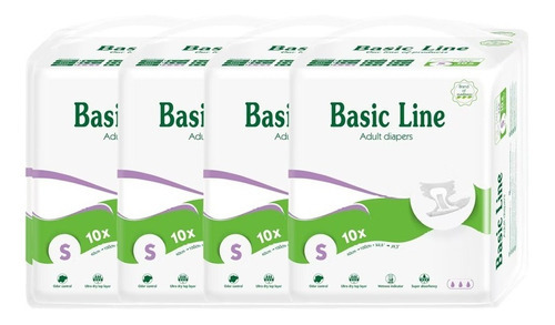 Pañal Adulto Basic Line Purple Talla S Biodegradable 4x 10un Talle Pequeño