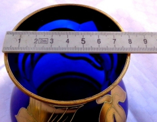 Monijor62-antiguo Coleccion Art Nuveau Vaso Cristal Azul Cob (Usado)