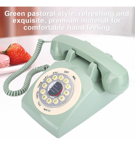 Teléfono Retro, Teléfono De Escritorio Verde Para Uso Domést