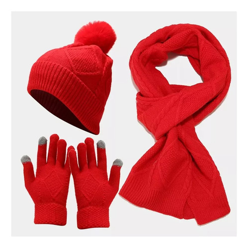 Juego Set De 3 Piezas De Gorro, Bufanda Y Guantes Invierno