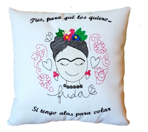 Almohadon Frida Kahlo Bordado Cara Frase