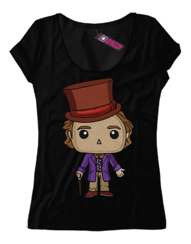 Remera Mujer Willy Wonka Efecto Bordado T784 Dtg Premium