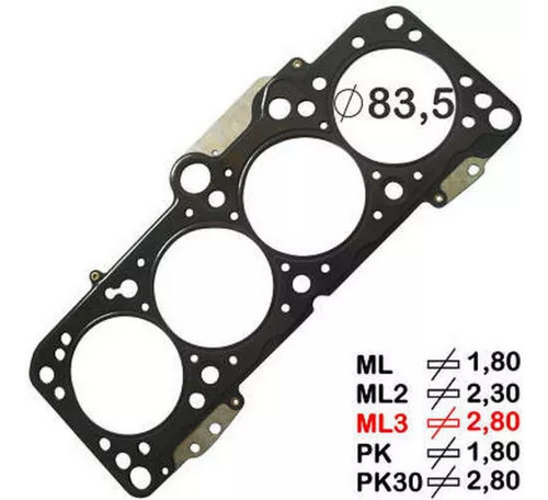Junta De Cabecote Aço Inox Sob Medida 2,8 Mm - Motor Ap 2.0