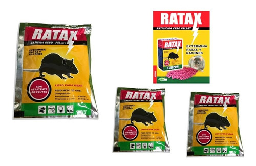 Ratax Veneno Para Mata Ratas Ratones 100% Efectiv 7 Sobres 