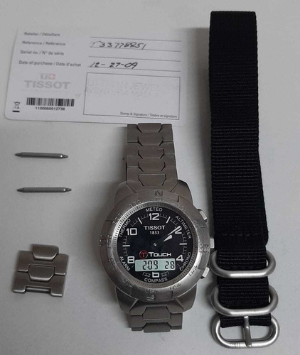 Relógio Tissot Touch Em Titânio + 1 Pulseira Tática E Estojo