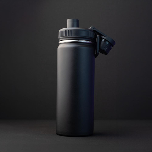 Garrafa Com Alça E Bico 780ml Em Aço Inox Preta Preto