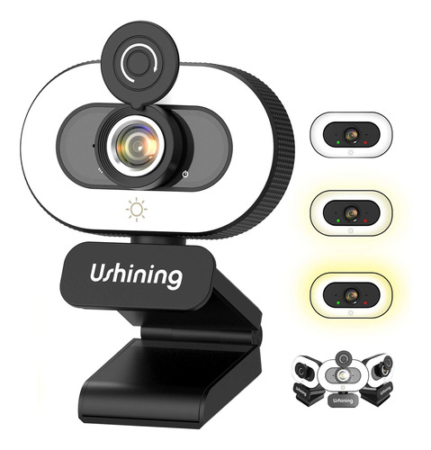 Ushining Camara Hd 1080p Microfono Luz Anillo Transmision Pc