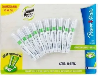 corrector paper mate precio Liquid Paper Paquete De 10 Plumas Correctoras Mini De 3.5 Ml